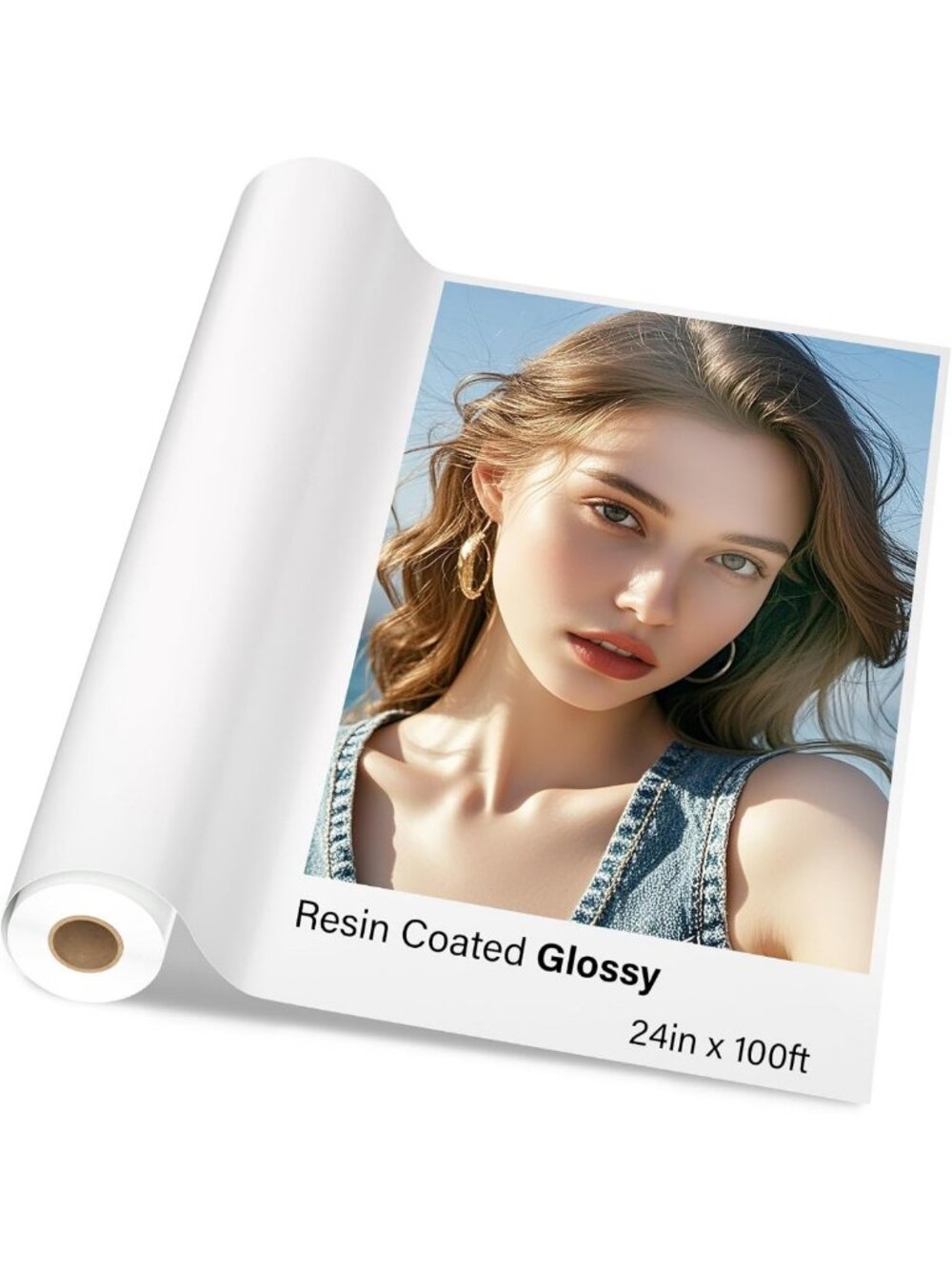 Premium Glossy Photo Paper Roll 24"x100' - Waterproof, Durable, Quick Dry Inkjet